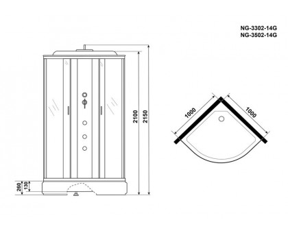 Душевая кабина Niagara NG-3302-14G 100х100 см, с матовыми стеклами