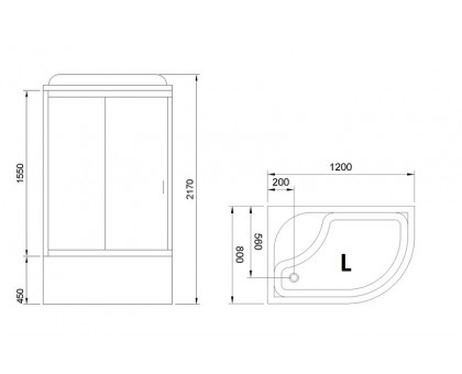 Душевая кабина Royal Bath RB 8120BK6-BT 120х80 см, с прозрачными стеклами, левосторонняя