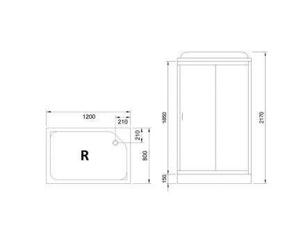 Душевая кабина Royal Bath RB 8120HP6-BT-CH 120х80 см, с прозрачными стеклами, правосторонняя