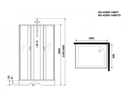 Душевая кабина Niagara NG-43085-14QBKT 100х80 см, с матовыми стеклами