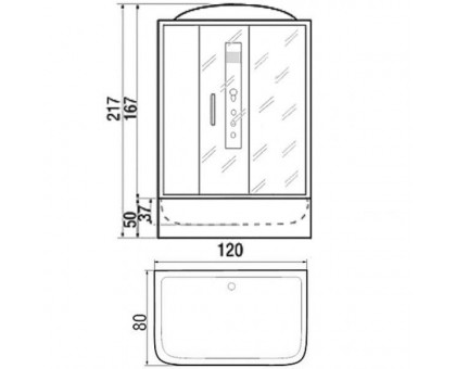 Душевая кабина River Vitim 120/80/24 ТН 120х80 см с гидромассажем