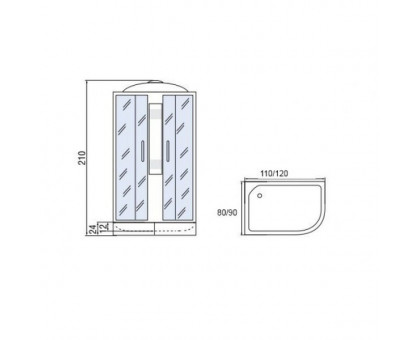 Душевая кабина Мономах 110/80/24 МЗ L 110х80х210, асимметричная