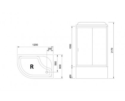 Душевая кабина Royal Bath RB 8120BK6-WC 120х80 см, с матовыми стеклами, правосторонняя