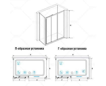 Душевой уголок RGW CL-40 (CL-11 + Z-050-1) 120x90, прозрачное стекло