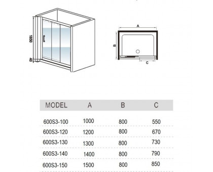 Душевое ограждение WeltWasser WW600 Арт. 600S3-100 L 100