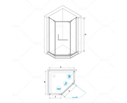 Душевой уголок RGW HO-081B 90x90, прозрачное стекло