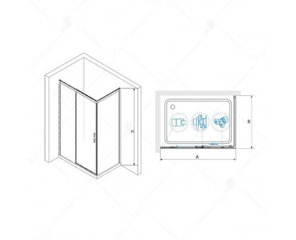 Душевой уголок RGW LE-41B (LE-12B + Z-050-2B) 150x100, прозрачное стекло